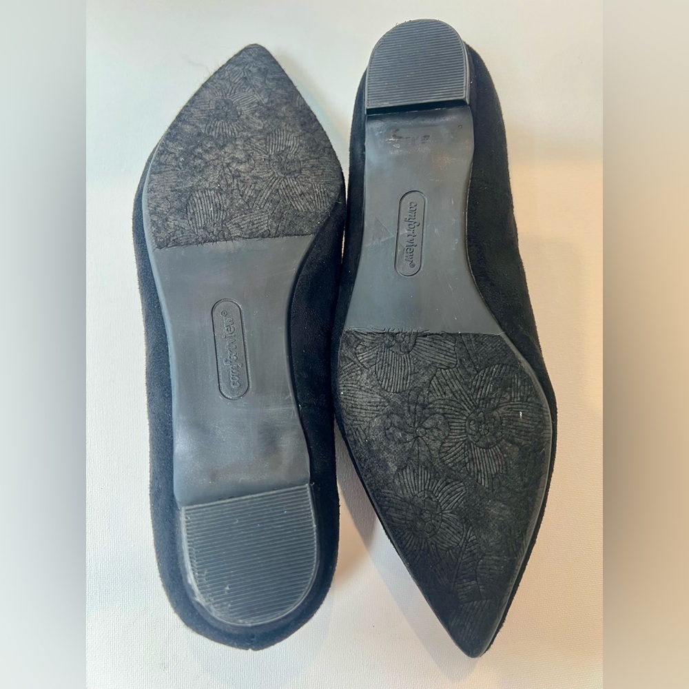 Comfortview Victorian Style Black Suede Women’s Slip-On Loafers Point Toe - Picture 7 of 7